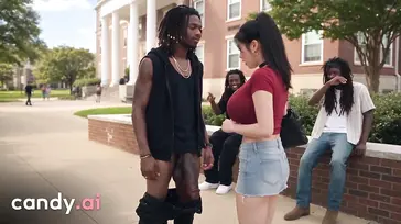 Zorrita universitaria se lo pasa de maravilla con su nuevo amigo negro